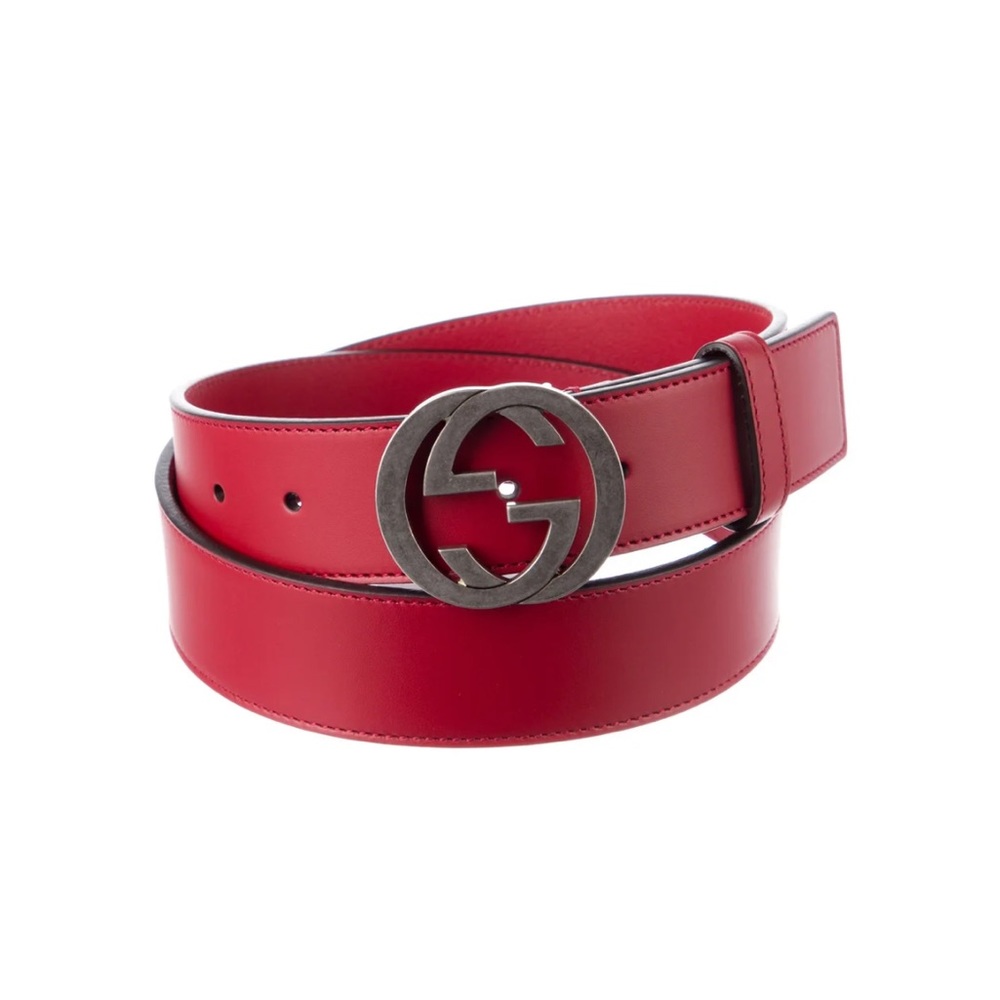 GUCCI Interlocking G Logo Leather Belt 100